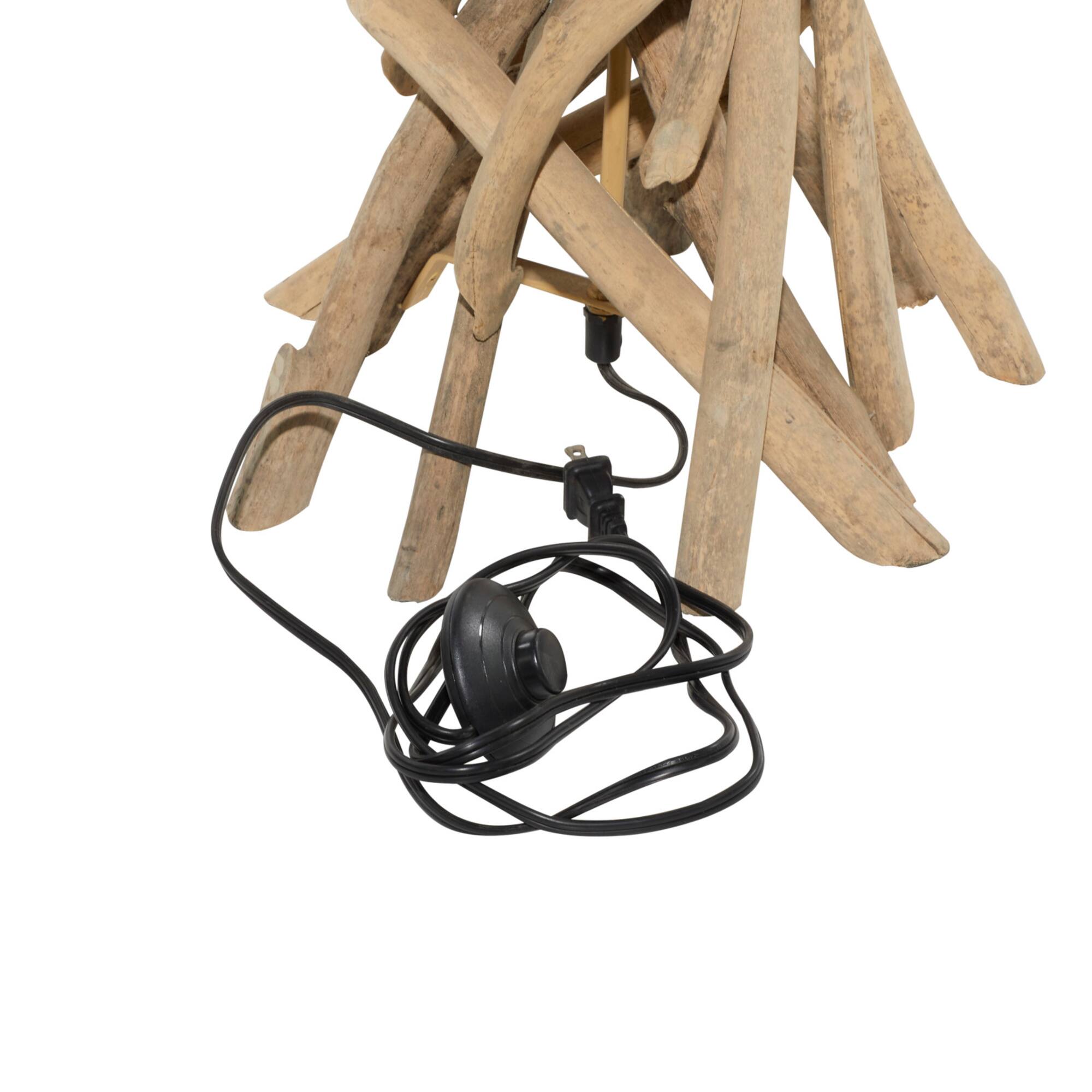 Beige Wood Rustic Floor Lamp, 62" x 22" x 22"